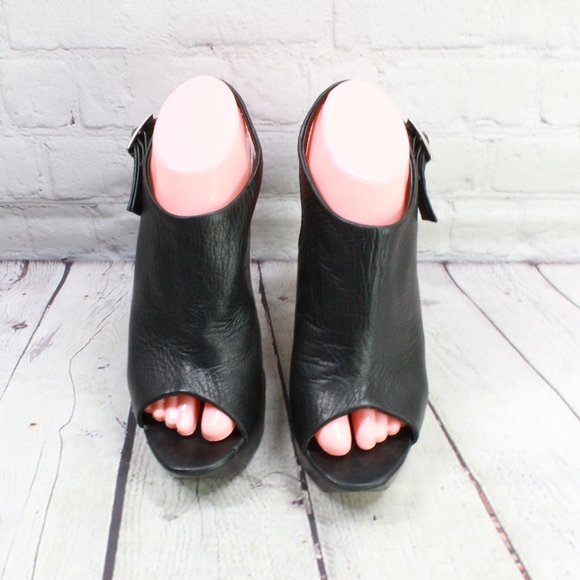 Dolce Vita Black Leather Peep Toe Ankle Strap High Heel Booties Size US 8 - Picture 5 of 9